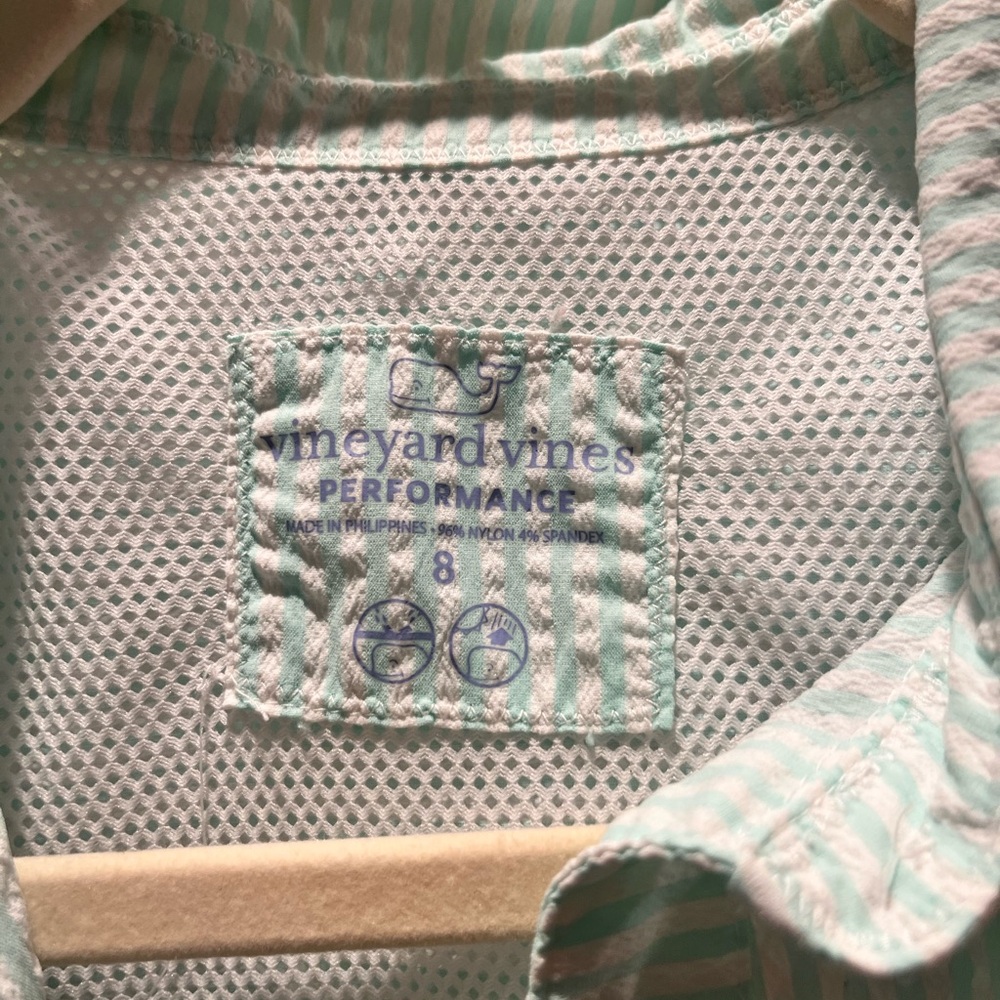 Vineyard Vines Mint and White Striped Performance Romper - Picture 2 of 7